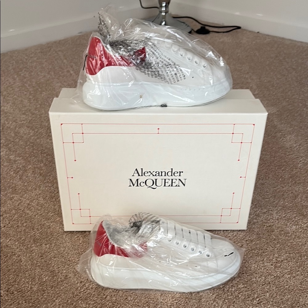 Alexander McQueen White Sneakers with Red Detail
